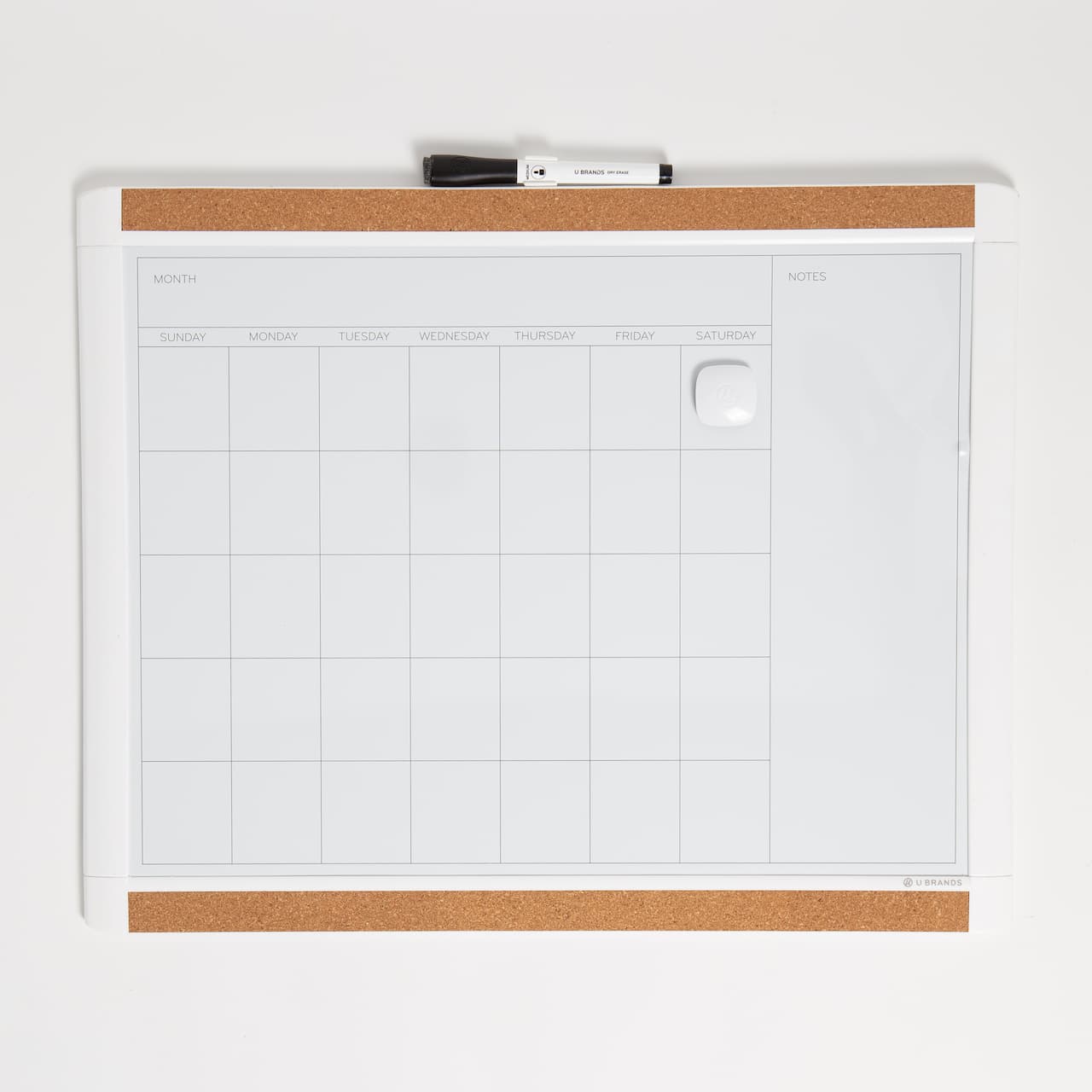 U Brands PINIT White 20" x 16" Dry Erase Monthly Calendar